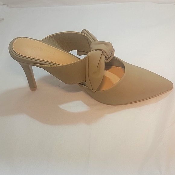 Women's Pointed Toe Bowknot Mules Mid Heel Backless Stiletto Heel - Picture 4 of 11